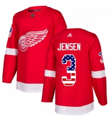 Youth Adidas Detroit Red Wings 3 Nick Jensen Authentic Red USA Flag Fashion NHL Jersey 