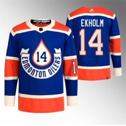Men Edmonton Oilers 14 Mattias Ekholm 2023 Royal Heritage Classic Primegreen Stitched Jersey