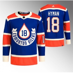 Men Edmonton Oilers 18 Zach Hyman 2023 Royal Heritage Classic Primegreen Stitched Jersey