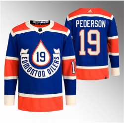 Men Edmonton Oilers 19 Lane Pederson 2023 Royal Heritage Classic Primegreen Stitched Jersey