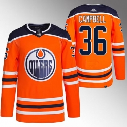 Men Edmonton Oilers 36 Jack Campbell Orange Stitched Jersey