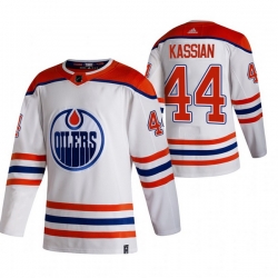 Men Edmonton Oilers 44 Zack Kassian White Adidas 2020 21 Reverse Retro Alternate NHL Jersey