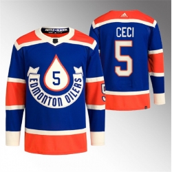 Men Edmonton Oilers 5 Cody Ceci 2023 Royal Heritage Classic Primegreen Stitched Jersey