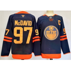 Men Edmonton Oilers 97 Connor McDavid Navy 2024 25 C Patch Stitched Jersey