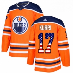 Mens Adidas Edmonton Oilers 17 Jari Kurri Authentic Orange USA Flag Fashion NHL Jersey 