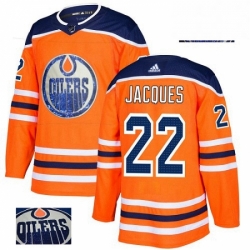 Mens Adidas Edmonton Oilers 22 Jean Francois Jacques Authentic Orange Fashion Gold NHL Jersey 