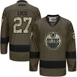 Oilers #27 Milan Lucic Green Salute to Service Stitched NHL Jersey