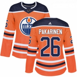 Womens Adidas Edmonton Oilers 26 Iiro Pakarinen Authentic Orange Home NHL Jersey 