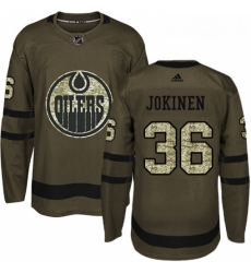 Youth Adidas Edmonton Oilers 36 Jussi Jokinen Authentic Green Salute to Service NHL Jersey 