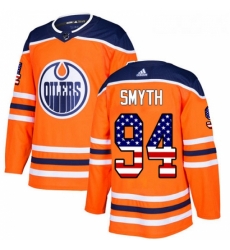 Youth Adidas Edmonton Oilers 94 Ryan Smyth Authentic Orange USA Flag Fashion NHL Jersey 