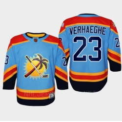 Men Florida Panthers 23 VERHAEGHE Blue 2022 Reverse Retro Stitched Jersey