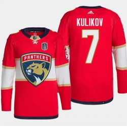 Men Florida Panthers 7 Dmitry Kulikov Red 2024 Stanley Cup Final Patch Stitched Jersey