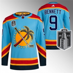 Men Florida Panthers 9 Sam Bennett Blue 2023 Stanley Cup Final Reverse Retro Stitched Jersey