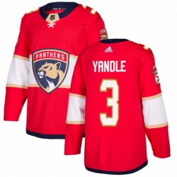 Mens Adidas Florida Panthers 3 Keith Yandle Authentic Red Home NHL Jersey 