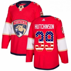Mens Adidas Florida Panthers 39 Michael Hutchinson Authentic Red USA Flag Fashion NHL Jersey 