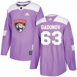 Mens Adidas Florida Panthers 63 Evgenii Dadonov Authentic Purple Fights Cancer Practice NHL Jersey 