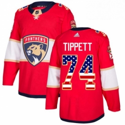 Mens Adidas Florida Panthers 74 Owen Tippett Authentic Red USA Flag Fashion NHL Jersey 
