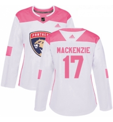 Womens Adidas Florida Panthers 17 Derek MacKenzie Authentic WhitePink Fashion NHL Jersey 