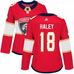 Womens Adidas Florida Panthers 18 Micheal Haley Authentic Red Home NHL Jersey 