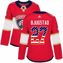 Womens Adidas Florida Panthers 27 Nick Bjugstad Authentic Red USA Flag Fashion NHL Jersey 