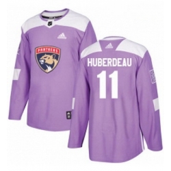 Youth Adidas Florida Panthers 11 Jonathan Huberdeau Authentic Purple Fights Cancer Practice NHL Jersey 