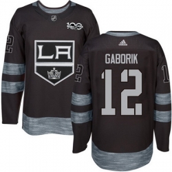 Kings #12 Marian Gaborik Black 1917 2017 100th Anniversary Stitched NHL Jersey