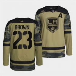 Men Los Angeles Kings 23 Dustin Brown 2022 Camo Military Appreciation Night Stitched jersey