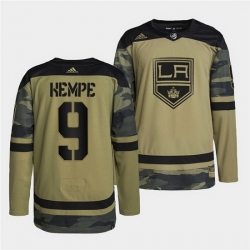 Men Los Angeles Kings 9 Adrian Kempe 2022 Camo Military Appreciation Night Stitched jersey