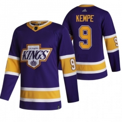 Men Los Angeles Kings 9 Adrian Kempe Black Adidas 2020 21 Reverse Retro Alternate NHL Jersey