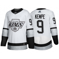 Men Los Angeles Kings 9 Adrian Kempe White Throwback Stitched Jersey