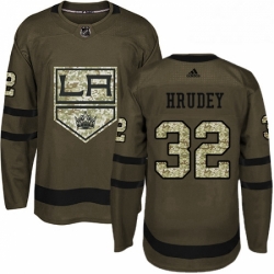 Mens Adidas Los Angeles Kings 32 Kelly Hrudey Authentic Green Salute to Service NHL Jersey 