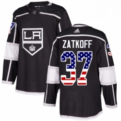 Mens Adidas Los Angeles Kings 37 Jeff Zatkoff Authentic Black USA Flag Fashion NHL Jersey 