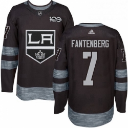 Mens Adidas Los Angeles Kings 7 Oscar Fantenberg Premier Black 1917 2017 100th Anniversary NHL Jersey 