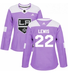 Womens Adidas Los Angeles Kings 22 Trevor Lewis Authentic Purple Fights Cancer Practice NHL Jersey 