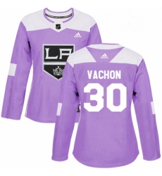 Womens Adidas Los Angeles Kings 30 Rogie Vachon Authentic Purple Fights Cancer Practice NHL Jersey 