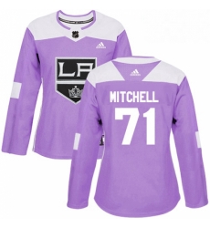 Womens Adidas Los Angeles Kings 71 Torrey Mitchell Authentic Purple Fights Cancer Practice NHL Jersey 