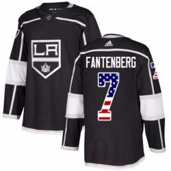 Youth Adidas Los Angeles Kings 7 Oscar Fantenberg Authentic Black USA Flag Fashion NHL Jersey 