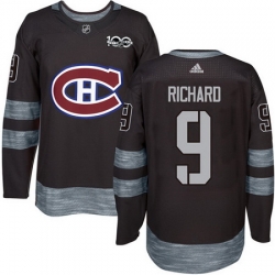 Canadiens #9 Maurice Richard Black 1917 2017 100th Anniversary Stitched NHL Jersey