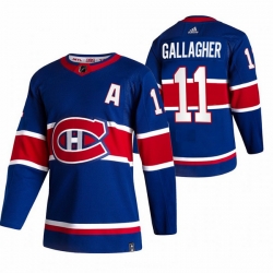 Men Montreal Canadiens 11 Brendan Gallagher Blue Adidas 2020 21 Reverse Retro Alternate NHL Jersey
