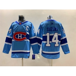 Men Montreal Canadiens 14 Nick Suzuki 2022 23 Reverse Retro Stitched Jersey