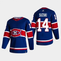 Men Montreal Canadiens 14 Nick Suzuki Blue Stitched Jerse