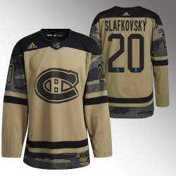 Men Montreal Canadiens 20 Juraj Slafkovsky Olive Salute To Service Stitched Jersey