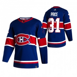 Men Montreal Canadiens 31 Carey Price Blue Adidas 2020 21 Reverse Retro Alternate NHL Jersey