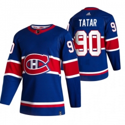 Men Montreal Canadiens 90 Tomas Tatar Blue Adidas 2020 21 Reverse Retro Alternate NHL Jersey