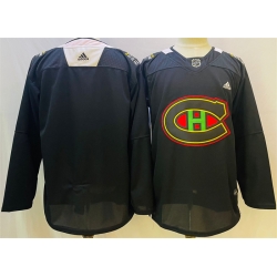 Men Montreal Canadiens Blank 2022 Black Warm Up History Night Stitched Jersey