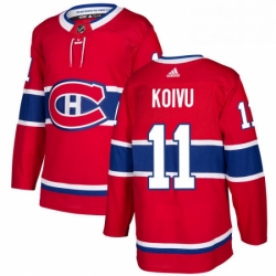 Mens Adidas Montreal Canadiens 11 Saku Koivu Authentic Red Home NHL Jersey 