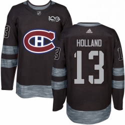 Mens Adidas Montreal Canadiens 13 Peter Holland Authentic Black 1917 2017 100th Anniversary NHL Jersey 