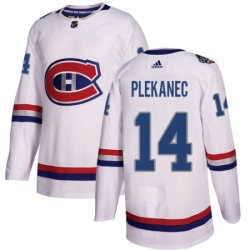 Mens Adidas Montreal Canadiens 14 Tomas Plekanec Authentic White 2017 100 Classic NHL Jersey 