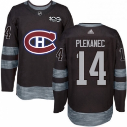 Mens Adidas Montreal Canadiens 14 Tomas Plekanec Premier Black 1917 2017 100th Anniversary NHL Jersey 