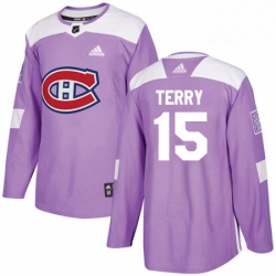 Mens Adidas Montreal Canadiens 15 Chris Terry Authentic Purple Fights Cancer Practice NHL Jersey 